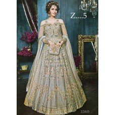 22005-B GREY HEAVY EMBROIDERED INDIAN BRIDAL WEDDING LEHENGA